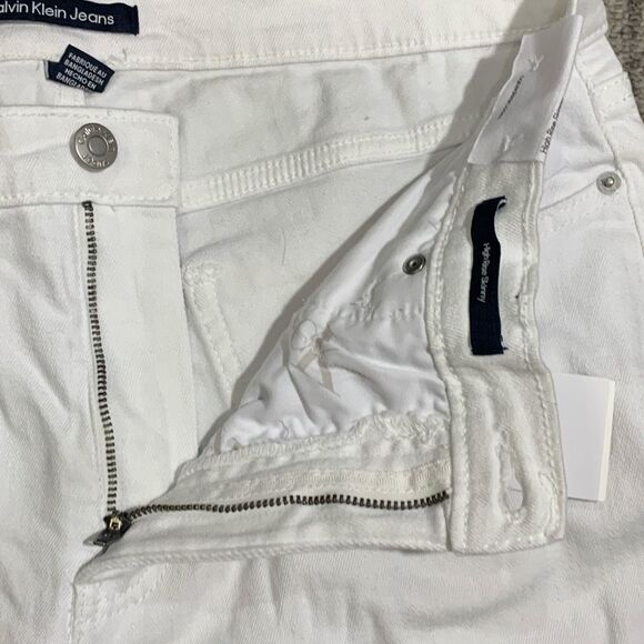 Calvin Klein Womens 31 High Rise Skinny Jeans White Raw Asymmetrical Hem NWT - Picture 5 of 11
